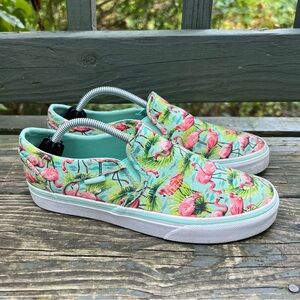 Vans Flamingo Slip Ons Sneakers Shoes Women’s Size 7.5